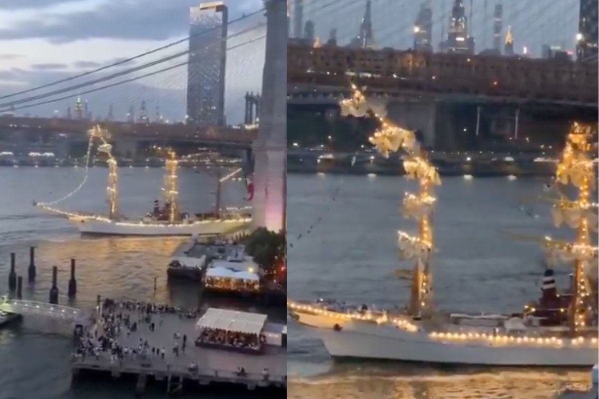 Buque escuela 'Cuauhtémoc' impacta contra Puente de Brooklyn en EU